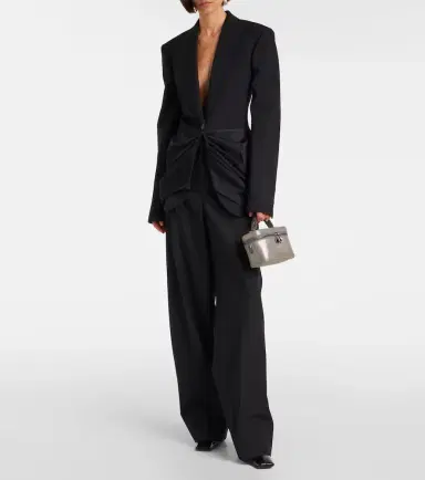 Stella McCartney Draped satin-trimmed wool blazer | Thumbnail 5 Stella McCartney Draped satin-trimmed wool blazer | Thumbnail 5