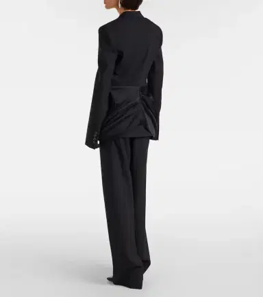 Stella McCartney Draped satin-trimmed wool blazer | Thumbnail 6 Stella McCartney Draped satin-trimmed wool blazer | Thumbnail 6