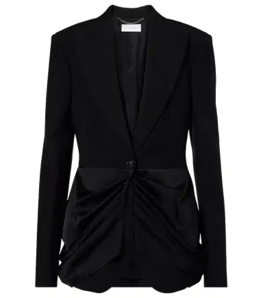 Stella McCartney Draped satin-trimmed wool blazer | Thumbnail 1 Stella McCartney Draped satin-trimmed wool blazer | Thumbnail 1