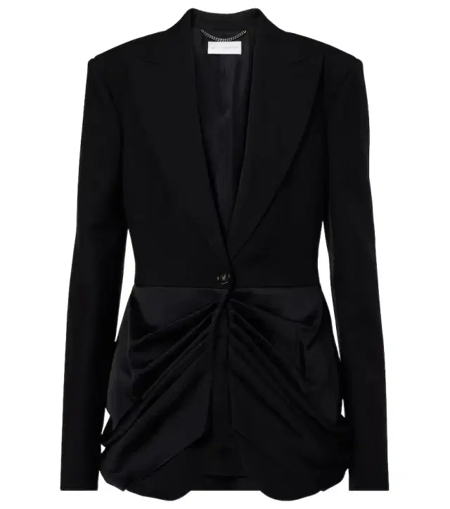 Draped satin-trimmed wool blazer