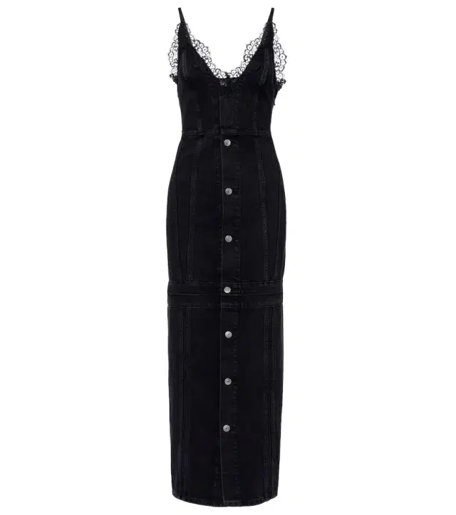 Stella McCartney Lace-trimmed denim maxi dress