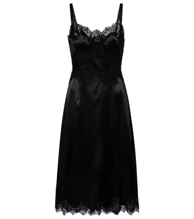 Dolce & Gabbana Lace-trimmed satin slip dress