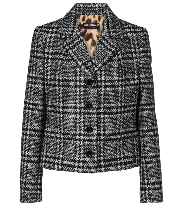 Dolce & Gabbana Checked wool, silk, and llama-blend jacket