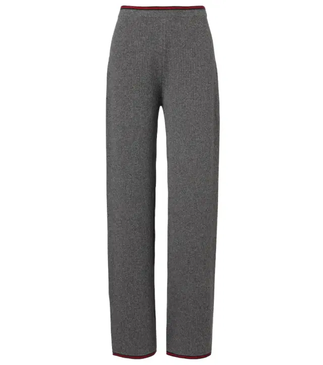 Ribbed-knit wool-blend pants
