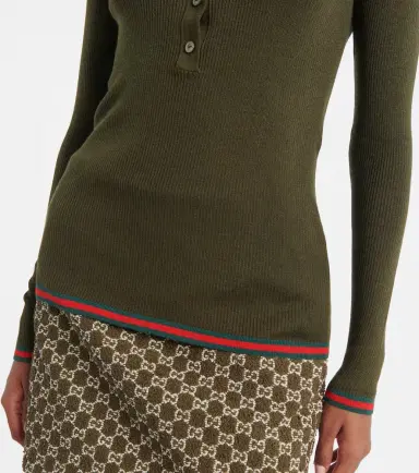 Gucci Web Stripe cashmere and silk polo sweater | Thumbnail 5 Gucci Web Stripe cashmere and silk polo sweater | Thumbnail 5