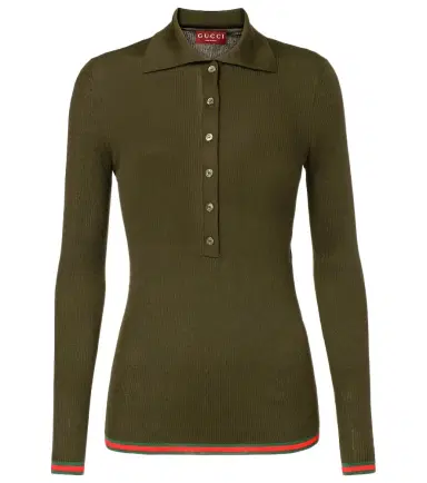 Gucci Web Stripe cashmere and silk polo sweater | Thumbnail 1 Gucci Web Stripe cashmere and silk polo sweater | Thumbnail 1