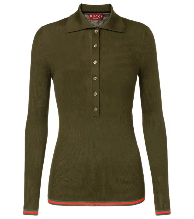 Web Stripe cashmere and silk polo sweater