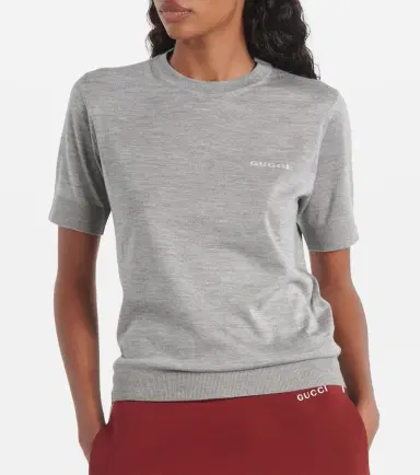 Gucci Logo knitted cashmere and silk T-shirt | Thumbnail 6