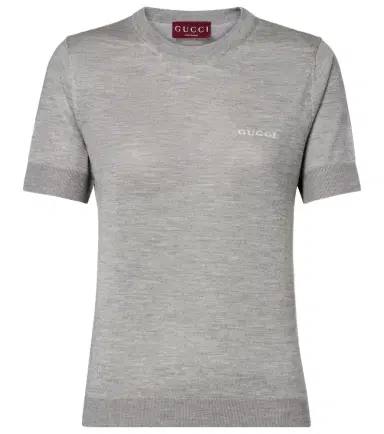 Gucci Logo knitted cashmere and silk T-shirt | Thumbnail 1