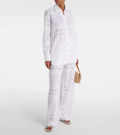 Melissa Odabash Immy broderie anglaise cotton wide-leg pants | Thumbnail 2