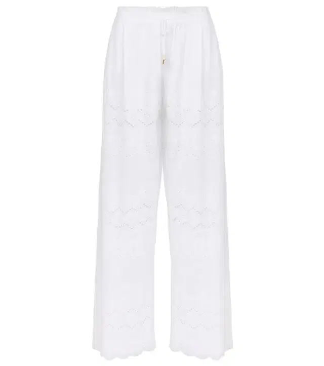 Melissa Odabash Immy broderie anglaise cotton wide-leg pants