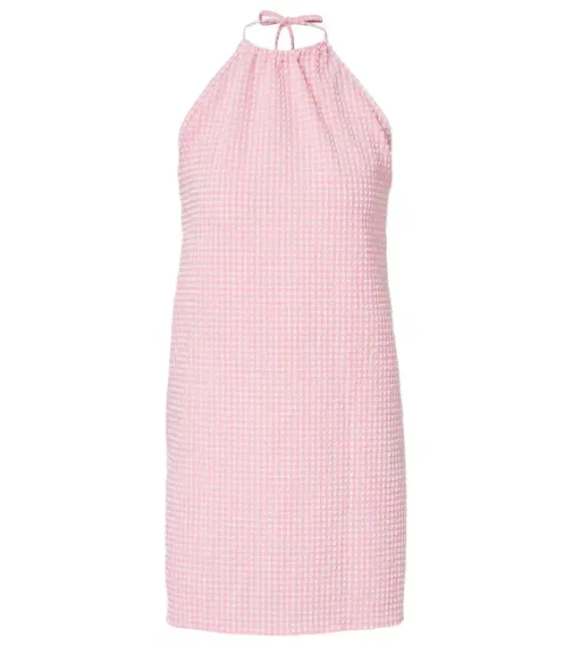 Hunza G Gingham halterneck seersucker minidress
