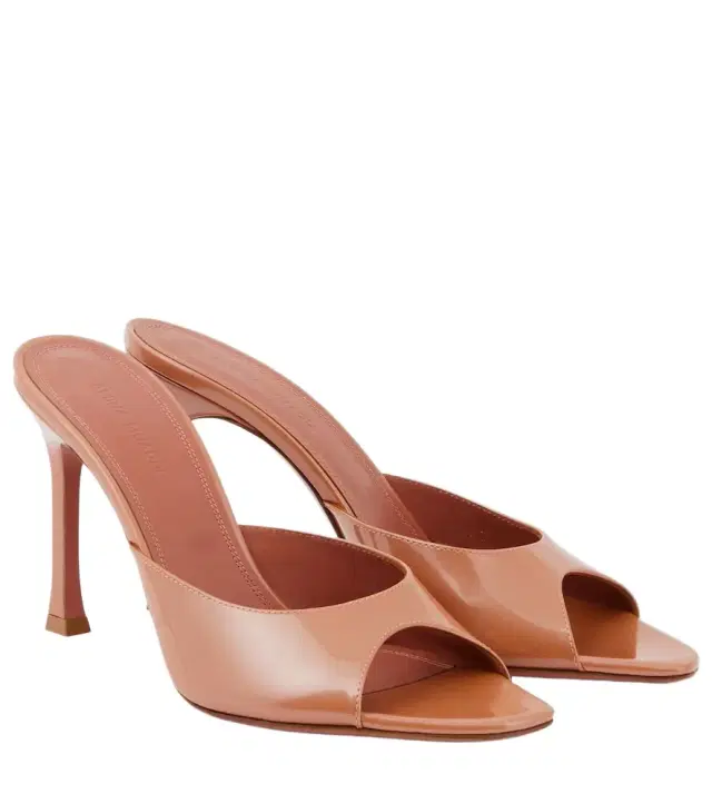 Amina Muaddi Alexa 95 patent leather mules