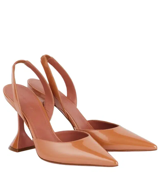 Amina Muaddi Holli Sling 95 patent leather pumps