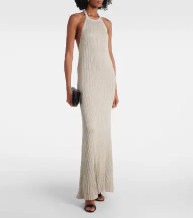 Tom Ford Ribbed-knit halterneck lamé maxi dress | Thumbnail 3 Tom Ford Ribbed-knit halterneck lamé maxi dress | Thumbnail 3