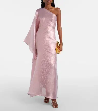 Taller Marmo Betsy one-shoulder fil coupé gown | Thumbnail 2 Taller Marmo Betsy one-shoulder fil coupé gown | Thumbnail 2