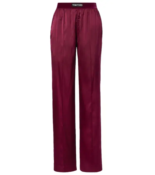 Silk-blend satin wide-leg pants