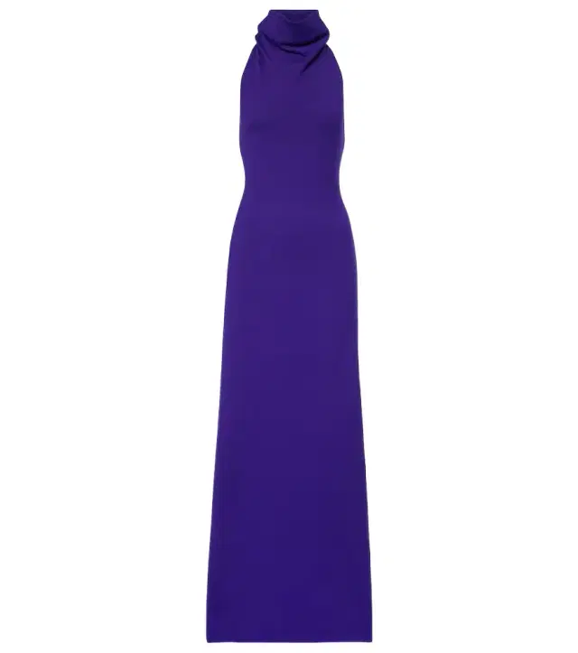 Halterneck cashmere-blend gown