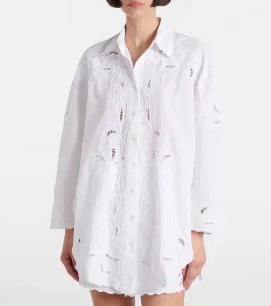 JULIET DUNN Broderie anglaise cotton poplin shirt | Thumbnail 2