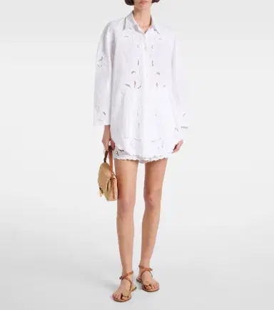 JULIET DUNN Broderie anglaise cotton poplin shirt | Thumbnail 5