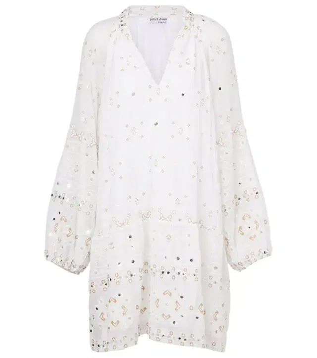 JULIET DUNN Embroidered cotton minidress