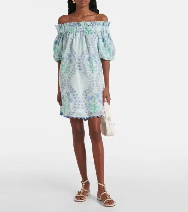 JULIET DUNN Printed off-shoulder cotton minidress | Thumbnail 2