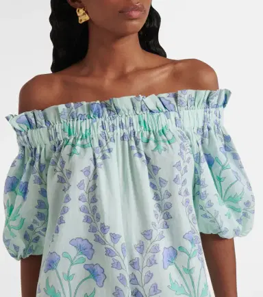 JULIET DUNN Printed off-shoulder cotton minidress | Thumbnail 5
