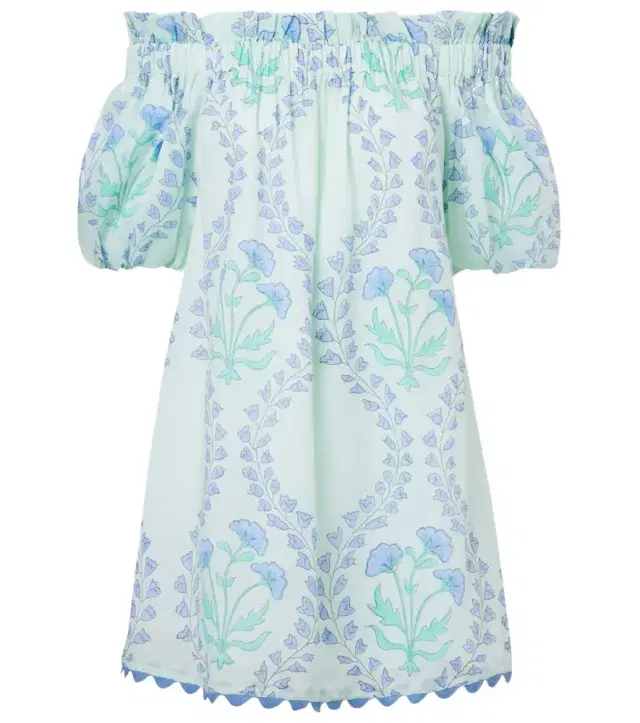 JULIET DUNN Printed off-shoulder cotton minidress