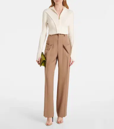 Victoria Beckham Wool-blend jersey zip-up hoodie | Thumbnail 4