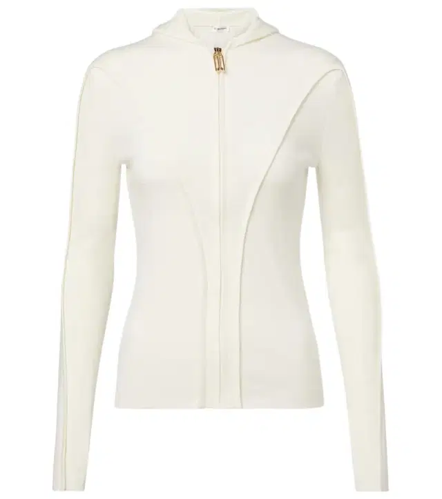 Victoria Beckham Wool-blend jersey zip-up hoodie