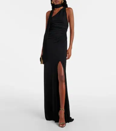 Tom Ford Scarf-detail one-shoulder jersey gown | Thumbnail 3