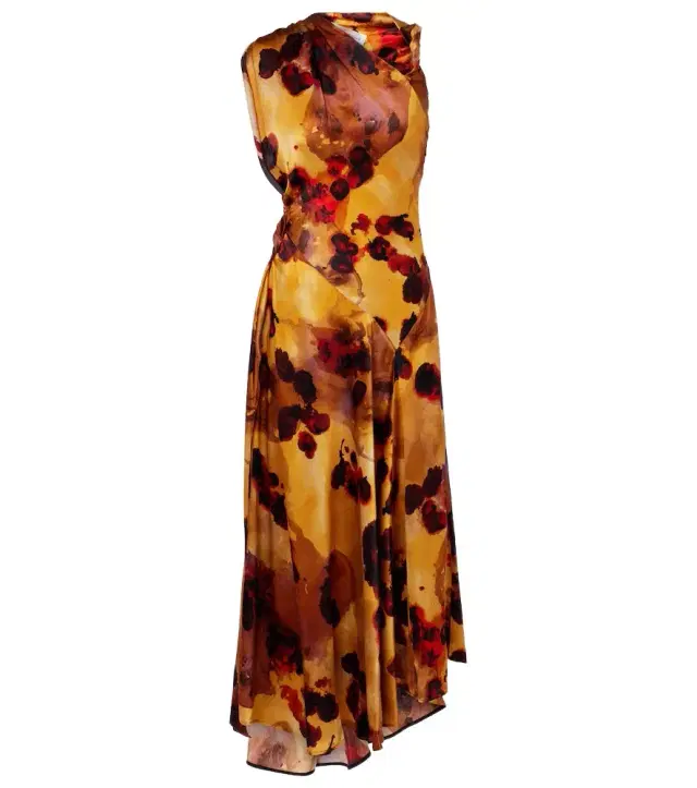 Victoria Beckham Gathered lace-trimmed silk satin gown