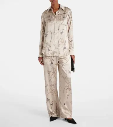 Victoria Beckham Printed silk satin pajama pants | Thumbnail 3