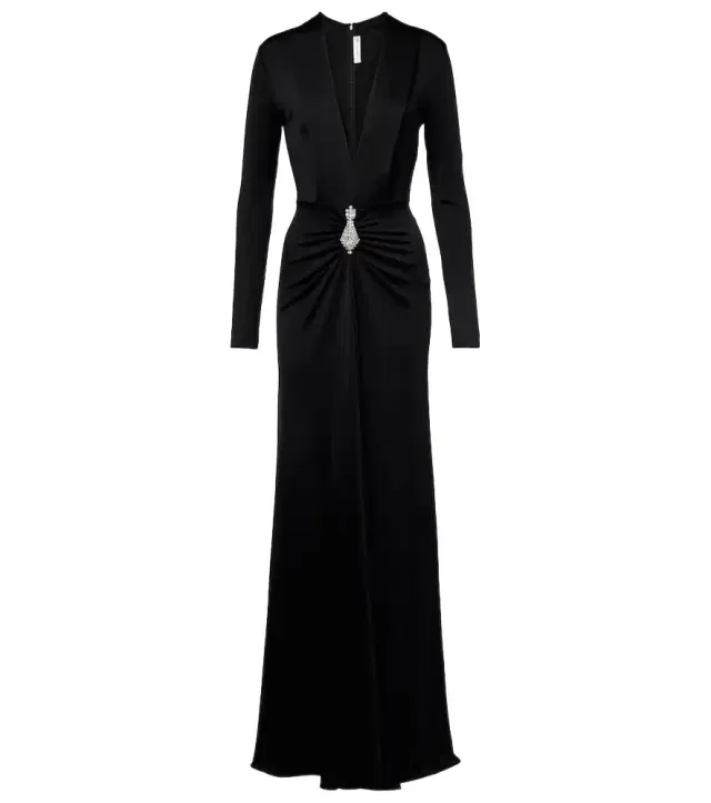 Victoria Beckham Embellished gathered crêpe gown