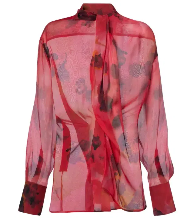 Victoria Beckham Draped printed silk blouse