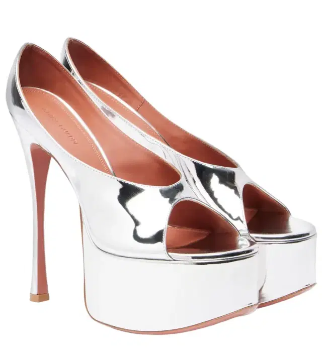 Amina Muaddi Anok 155 patent leather platform pumps