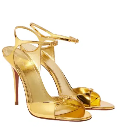 Amina Muaddi Adut 105 metallic leather sandals | Thumbnail 1