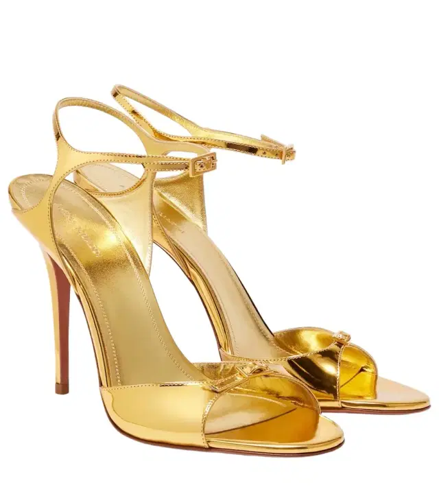 Amina Muaddi Adut 105 metallic leather sandals