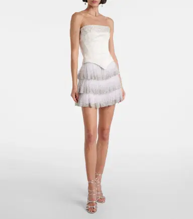 Clio Peppiatt Evie beaded tiered tulle miniskirt | Thumbnail 4 Clio Peppiatt Evie beaded tiered tulle miniskirt | Thumbnail 4