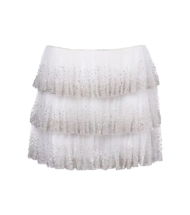 Evie beaded tiered tulle miniskirt