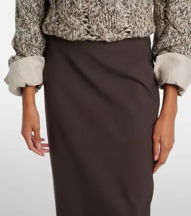 Brunello Cucinelli Wool-blend maxi skirt | Thumbnail 4