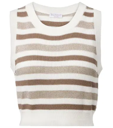 Brunello Cucinelli Striped cotton sweater vest | Thumbnail 1