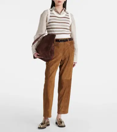 Brunello Cucinelli Suede straight pants | Thumbnail 3