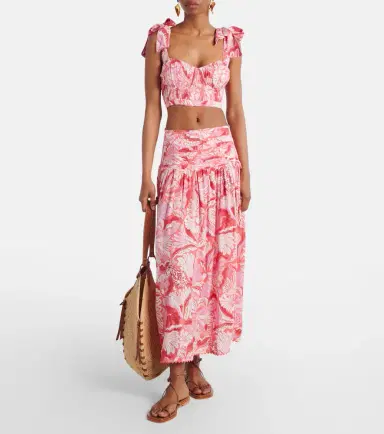 Poupette St Barth Carla pleated printed crop top | Thumbnail 5