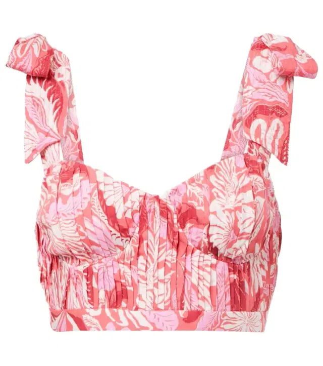Poupette St Barth Carla pleated printed crop top