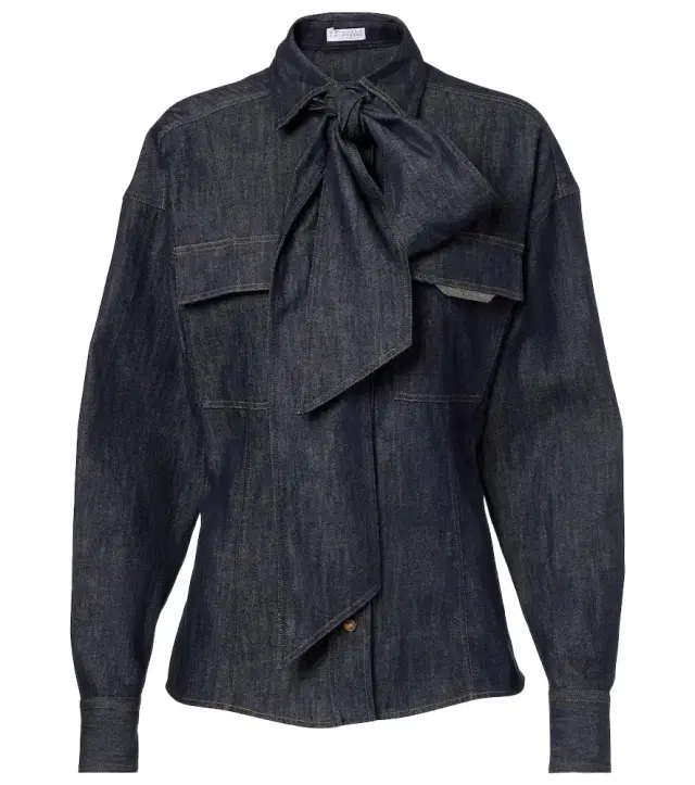 Brunello Cucinelli Bow-tie cotton blouse