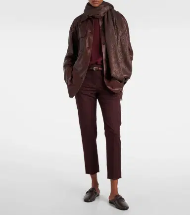 Brunello Cucinelli Monili cropped cotton-blend slim pants | Thumbnail 6 Brunello Cucinelli Monili cropped cotton-blend slim pants | Thumbnail 6