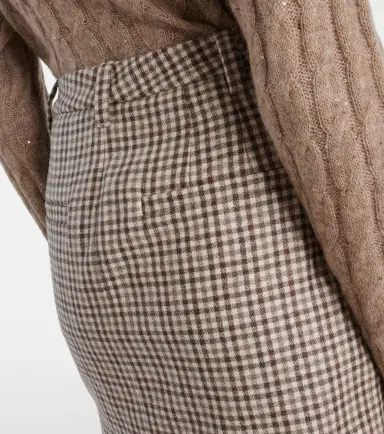 Brunello Cucinelli Checked virgin wool flannel miniskirt | Thumbnail 3