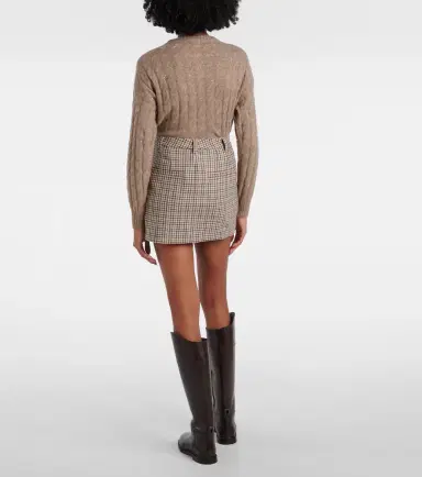 Brunello Cucinelli Checked virgin wool flannel miniskirt | Thumbnail 4