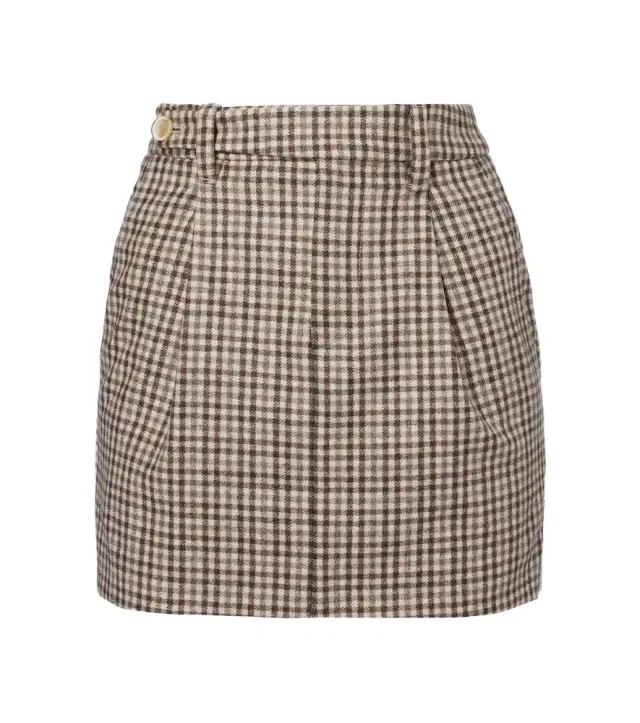 Brunello Cucinelli Checked virgin wool flannel miniskirt